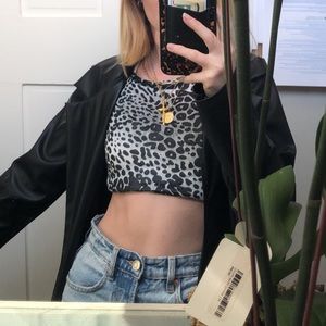 Mesh Leopard Print Top